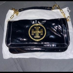 VINTAGE black patent leather Tory Burch Crossbody